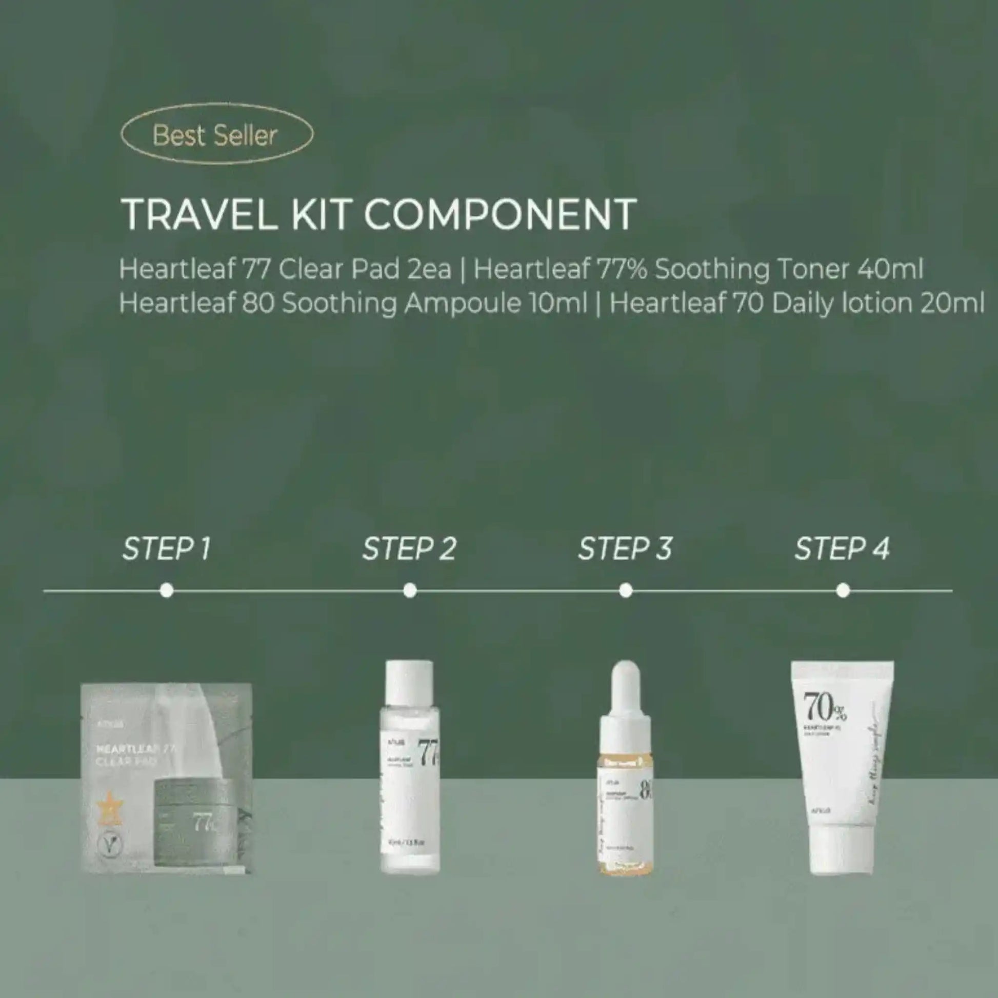 Shop Anua, Heartleaf Soothing Trial Kit 4-Step Perfect Daily Routine online in Qatar