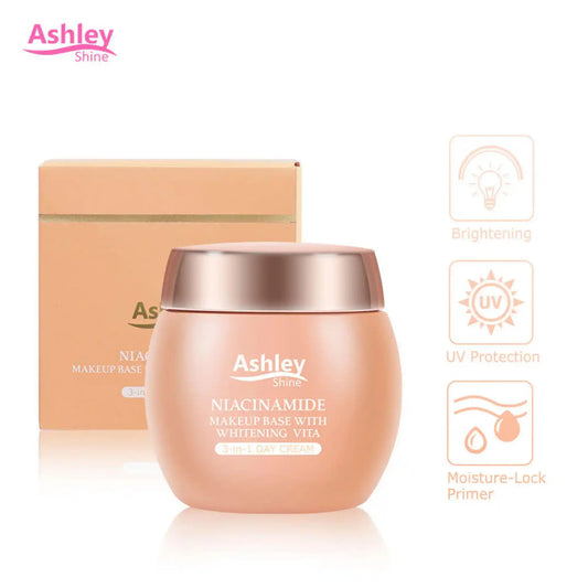 Buy Ashley Shine, Niacinamide Makeup Base with Whitening Vita 3-in-1 Day Cream 50g Online in Qatar