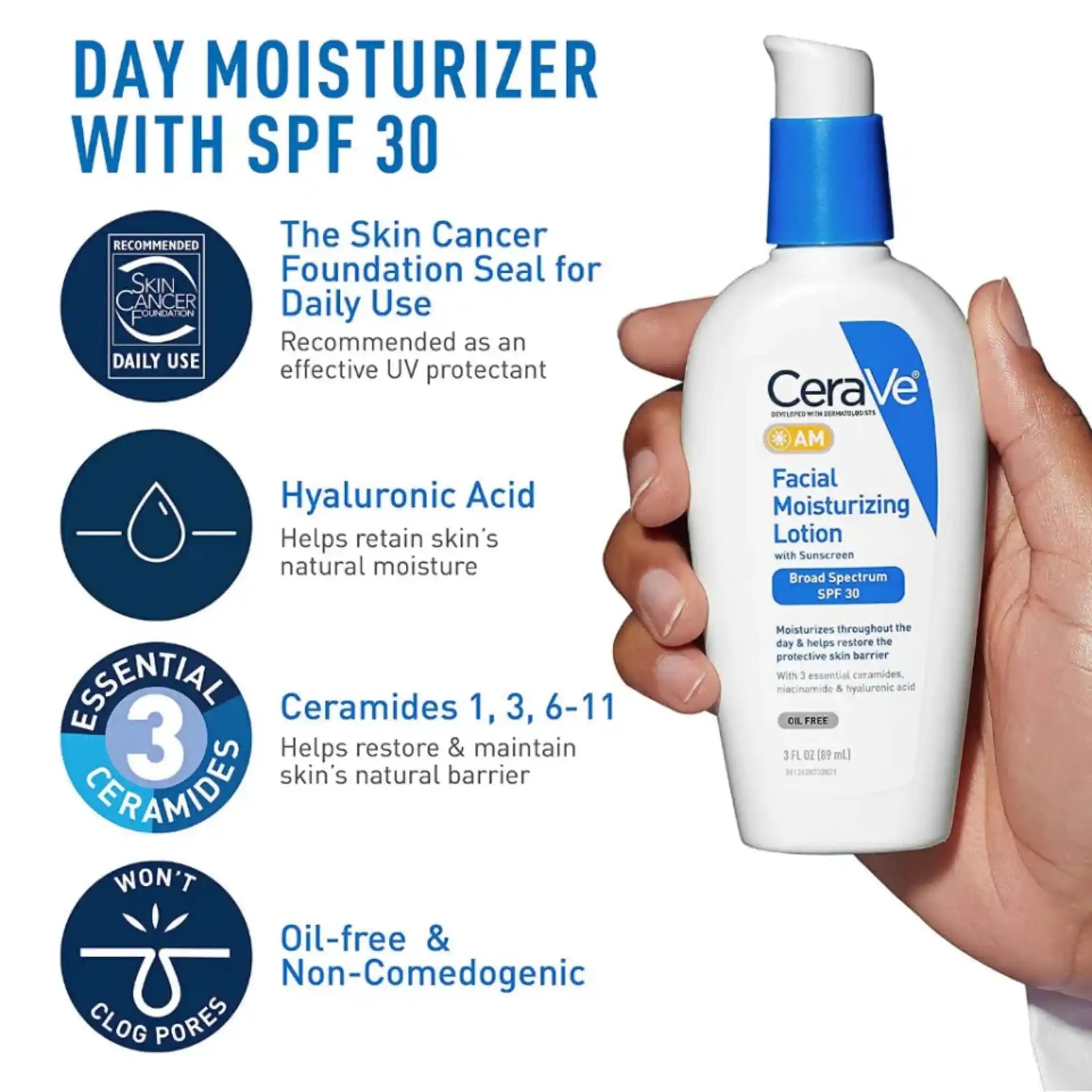 Shop CeraVe, Facial Moisturizing Lotion with Sunscreen SPF30 AM 89ml Online in Qatar