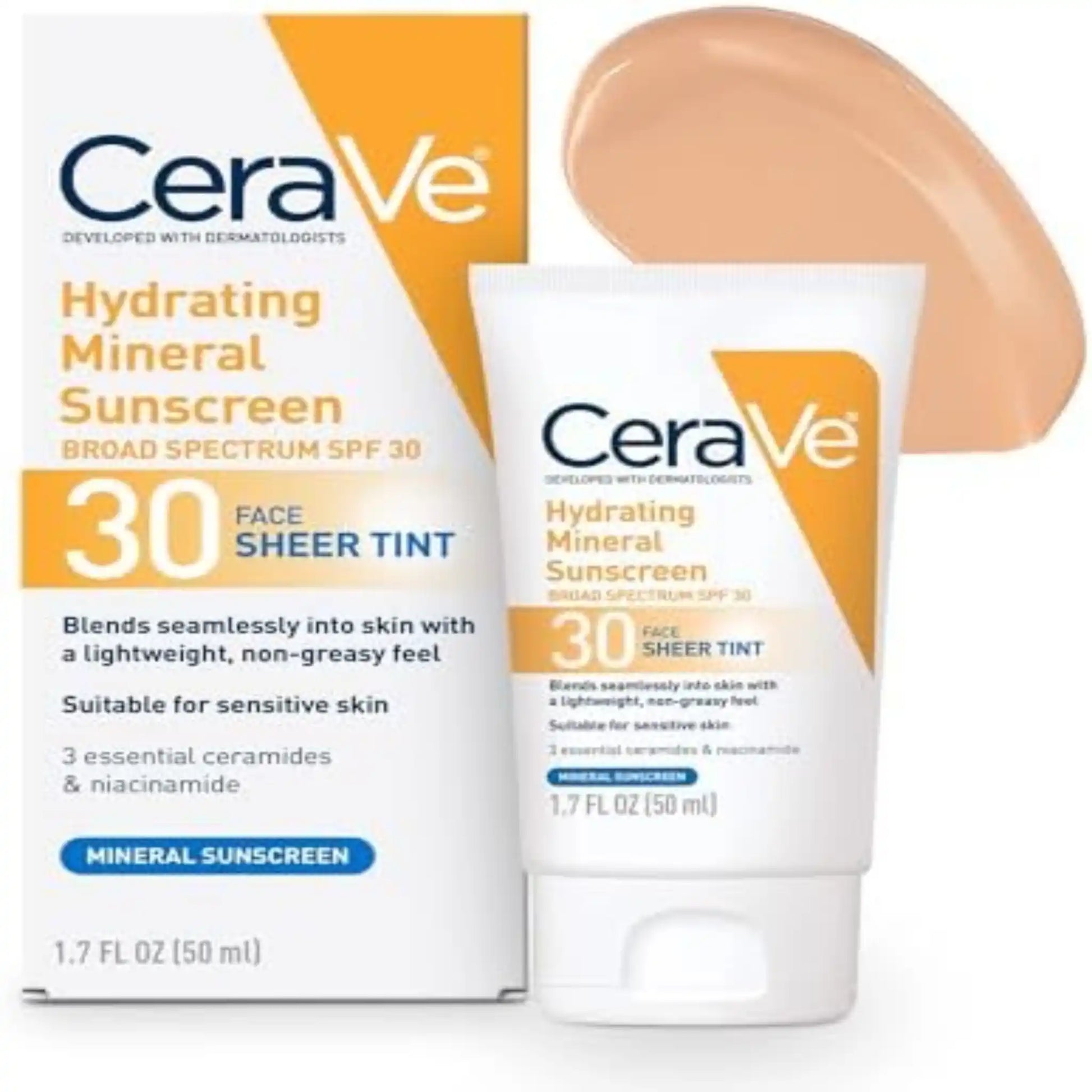 Shop CeraVe, Hydrating Mineral Sunscreen SPF 30 Face Sheer Tint 50ml online in Qatar