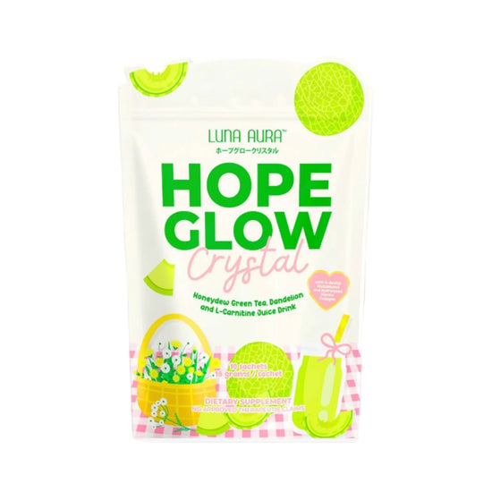 Buy Luna Aura, Hope Glow Crystal Honeydew Green Tea, Dandelion and L-Carnitine Juice Drink 10 Sachets Online in Qatar