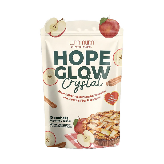 Luna Aura, Hope Glow Crystal Apple Cinnamon 18gx10Sachets, all about skin doha, skincare, qatar, beauty, cosmetics, trending, tiktok, snapchat, facebook, instagram, Perfume, reels, hightlights, followers, fyp