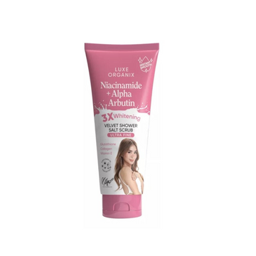 Luxe Organix, Niacinamide + Alpha Arbutin Velvet Shower Salt Scrub 320g