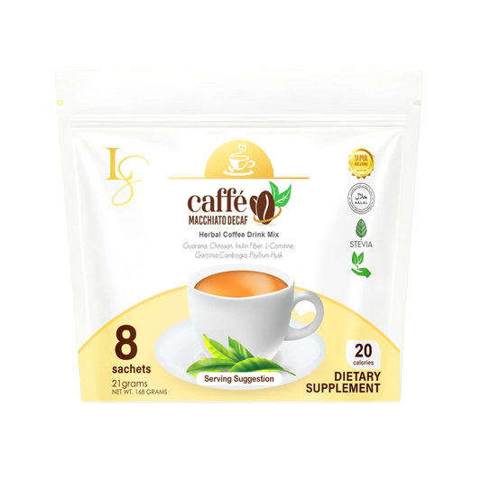 Luxe Slim, Caffe Macchiato Decaf 8Sachets, all about skin doha, skincare, qatar, beauty, cosmetics, trending, tiktok, snapchat, facebook, instagram, Perfume, reels, hightlights, followers, fyp