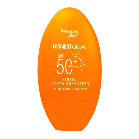 Buy Transformed Skin, Honest Glow Tinted Papaya Sunscreen SPF50+++ 50g Online in Qatar