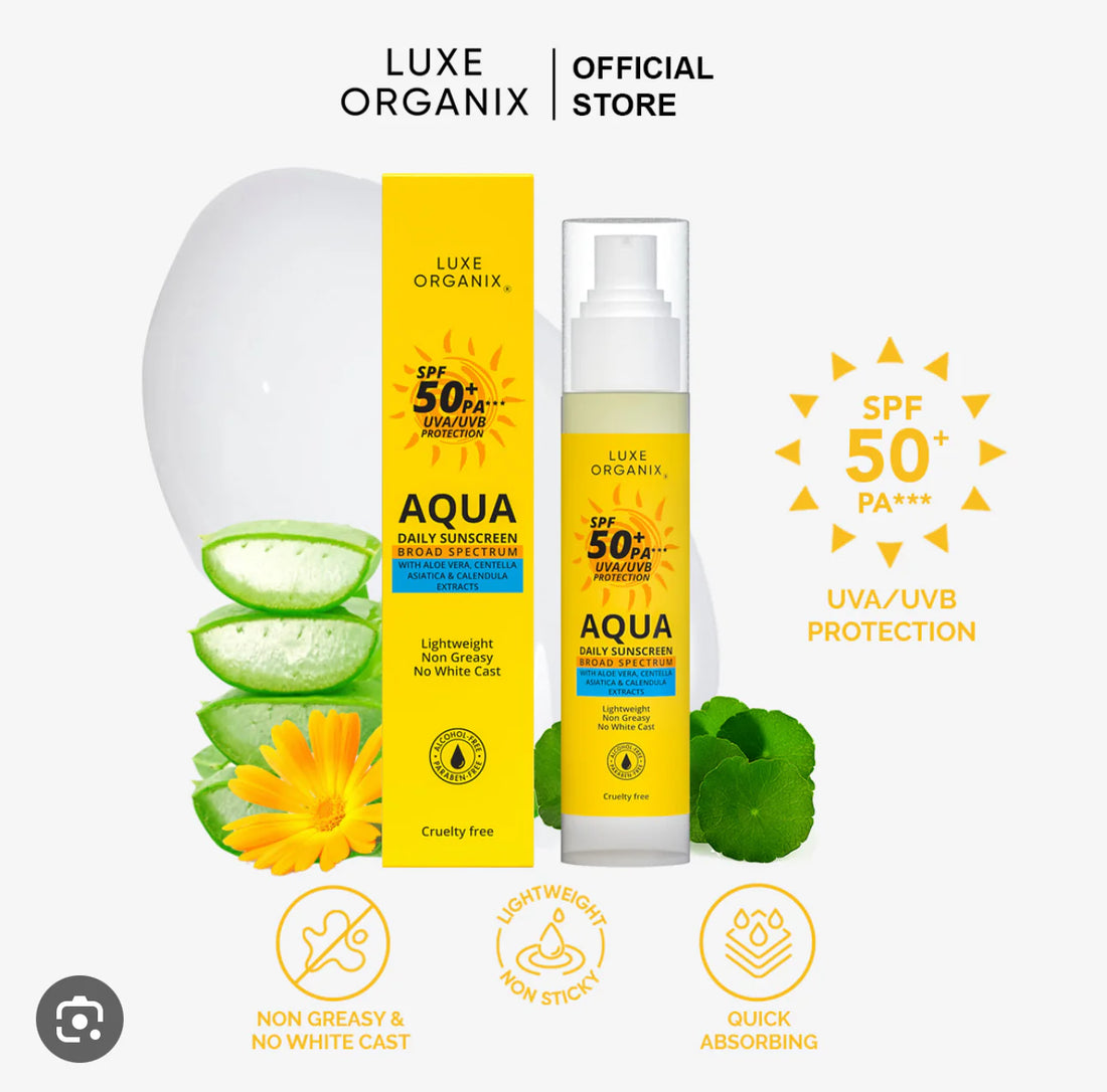 Buy Luxe Organix, SPF 50+ PA*** UVA/UVB Protection Aqua Daily Sunscreen 50ml Online in Qatar