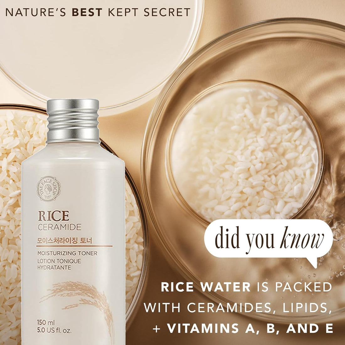 The Face Shop, Rice Ceramide Moisturizing Toner Lotion 150ml all about skin doha, Skincare Qatar, Qatar, Doha, Most Selling, Best Selling, Trending, Tiktok, Instagram, Facebook