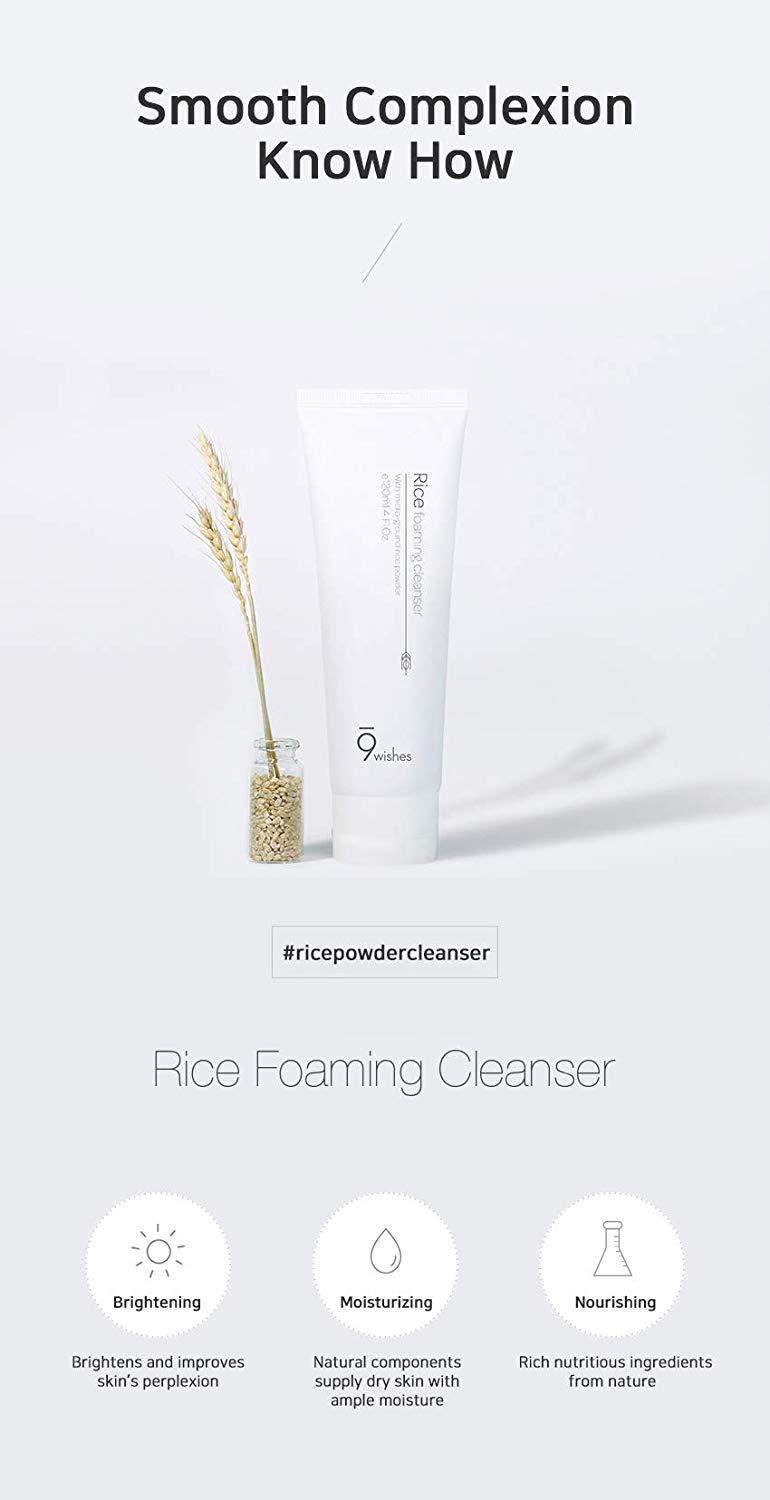 9Wishes, Rice Foaming Cleanser 120ml All About Skin Doha Skincare Qatar Beauty Cosmetics Available in Qatar Available in Qatar Store all about skin doha qatar skincare cosmetics beauty