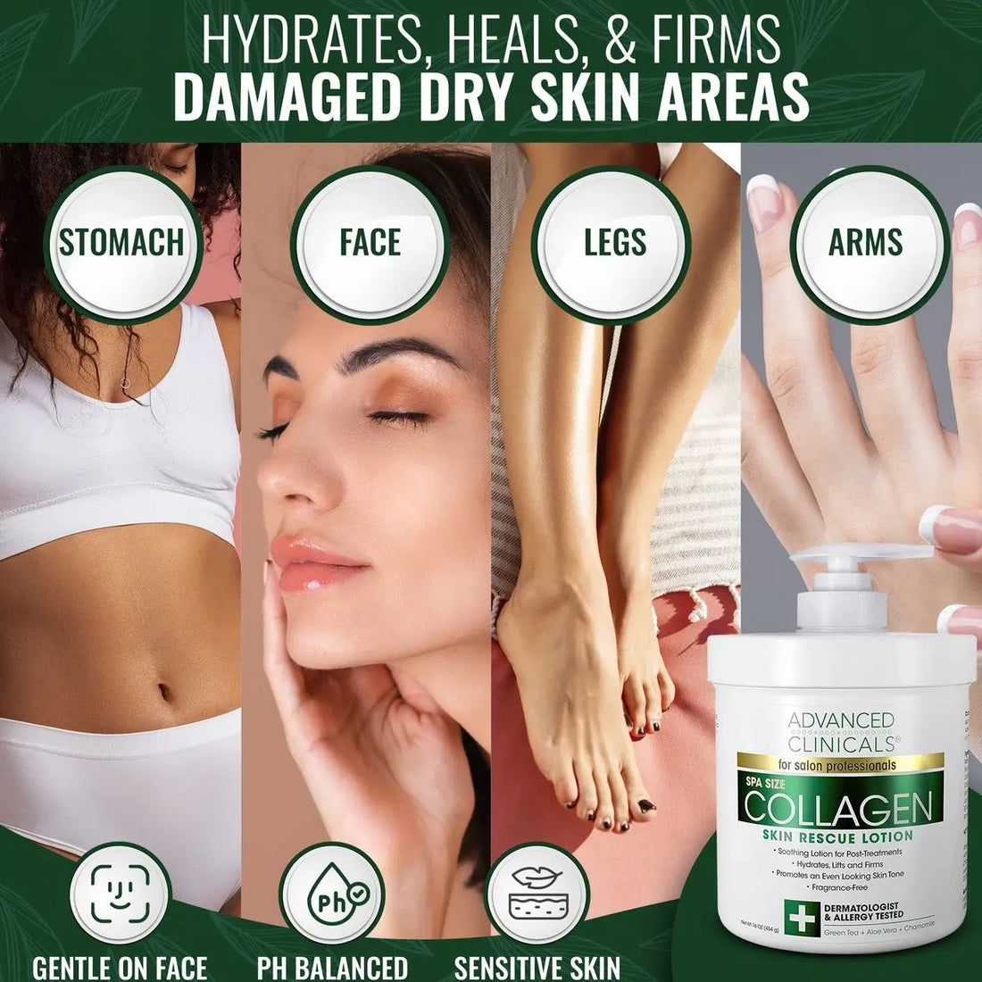 Advanced Clinicals, Collagen Skin Rescue Lotion 454g Online in Qatar at All About Skin Doha