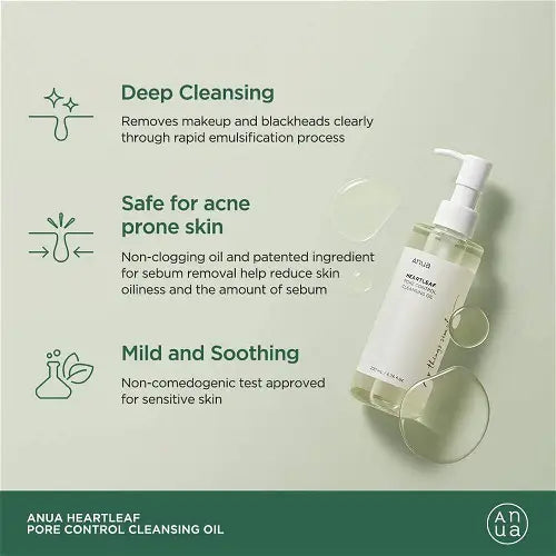 Anua, Heartleaf Pore Cleansing Oil 200ml All About Skin Doha Skincare Qatar Beauty Cosmetics Available in Qatar Available in Qatar Store