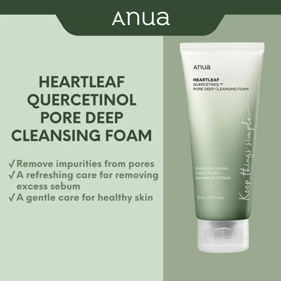 Anua, Heartleaf Quercetinol Pore Deep Cleansing Foam 150ml all about skin doha qatar beauty skincare product cosmetics available in qatar