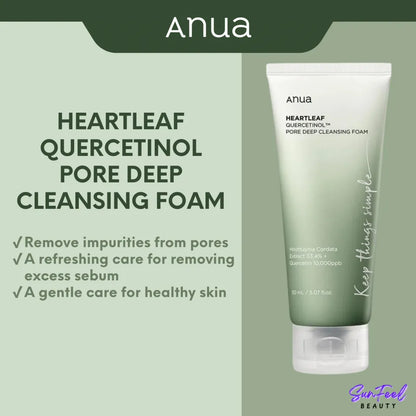 Anua, Heartleaf Quercetinol Pore Deep Cleansing Foam 150ml all about skin doha qatar beauty skincare product cosmetics available in qatar