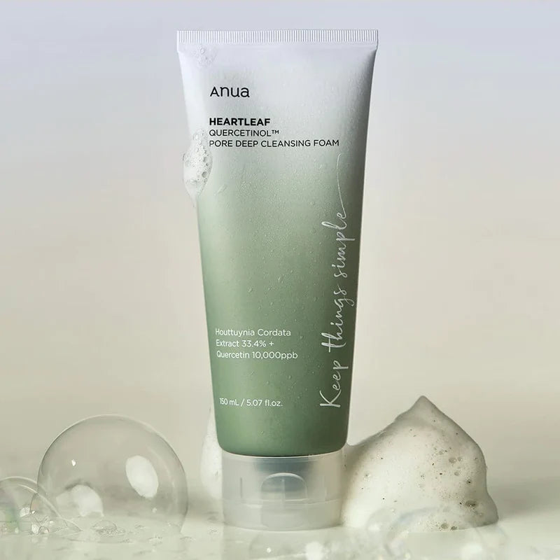 Anua, Heartleaf Quercetinol Pore Deep Cleansing Foam 150ml all about skin doha qatar beauty skincare product cosmetics available in qatar