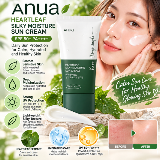 Anua, Heartleaf Silky Moisture Sun Cream SPF 50+ PA++++ 50ml
