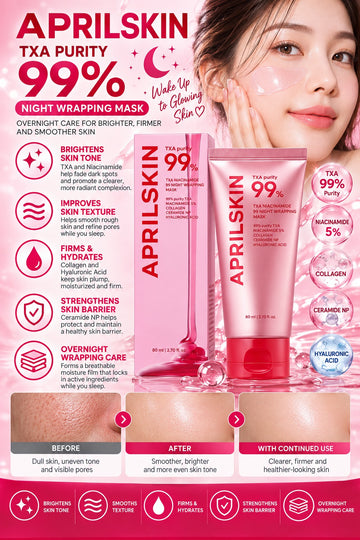 April Skin, TXA Niacinamide 99 Night Wrapping Mask 80ml