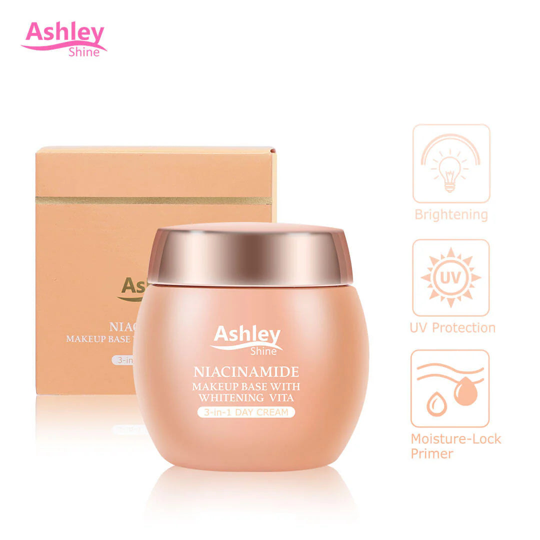 Buy Ashley Shine, Niacinamide Makeup Base with Whitening Vita 3-in-1 Day Cream 50g Online in Qatar