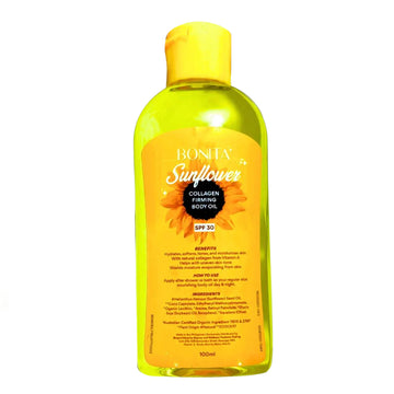 BONITA, Sunflower Collagen Firming Body Oil SPF30 100ml, all about skin doha, skincare, qatar, beauty, cosmetics, trending, tiktok, snapchat, facebook, instagram, Perfume, reels, hightlights, followers, fyp