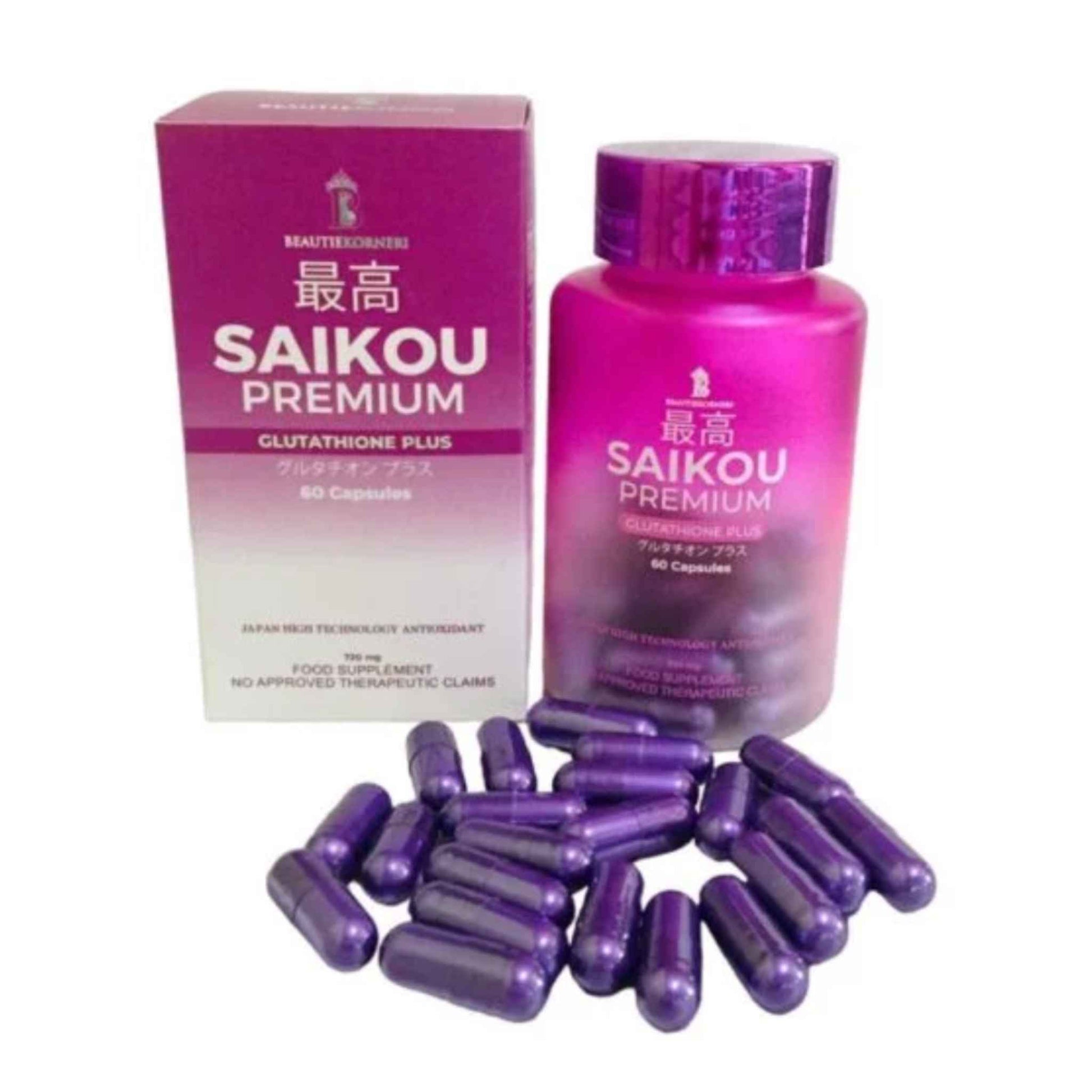 Beautie Korneri | Saikou Premium Glutathione Plus 720mg 60 Capsules Beautie Korneri | Saikou Premium Glutathione Plus 720mg 60 Capsules
