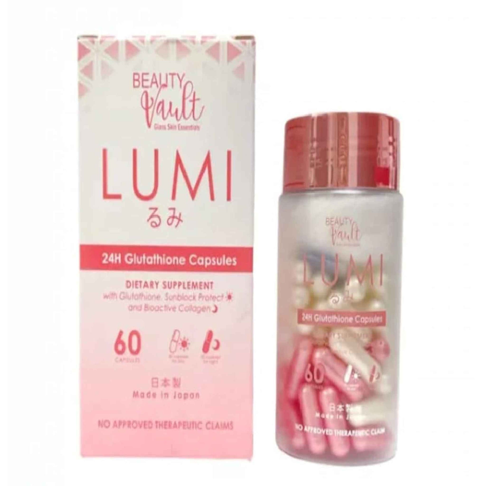 Buy Beauty Vault, Lumi 24H Glutathione Capsules 60 Capsule online at the best price in Qatar