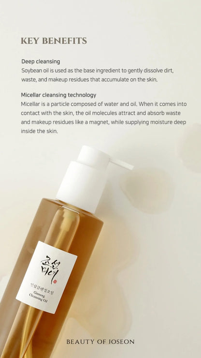 Beauty of Joseon, Ginseng Cleansing Oil 210ml All About Skin Doha Skincare Qatar Beauty Cosmetics Available in Qatar Available in Qatar Store all about skin doha qatar skincare cosmetics beauty