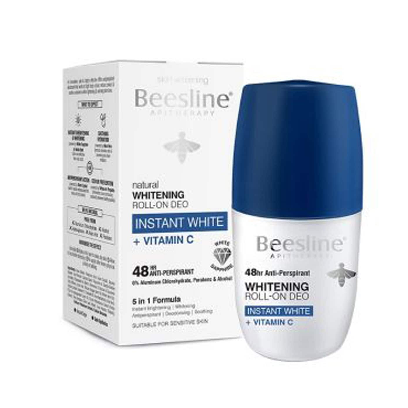 Beesline, Whitening Roll On Deo Instant White+Vitamin C 50ml, Beesline, Whitening Roll On Deo Instant White+Vitamin C 50ml