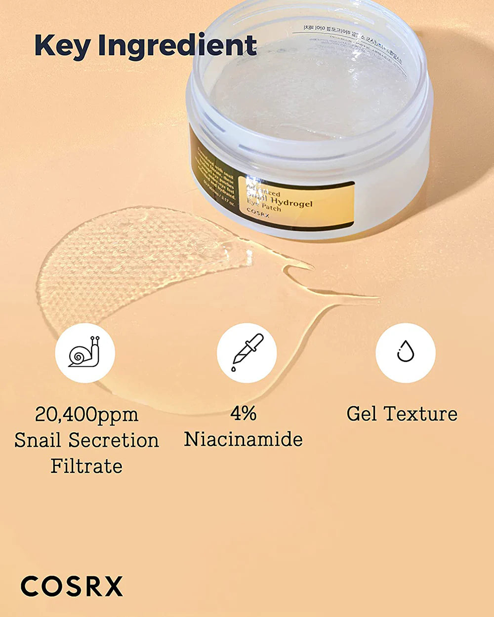 COSRX, Advanced Snail Hydrogel Eye Patch 60patches All About Skin Doha Skincare Qatar Beauty Cosmetics Available in Qatar Available in Qatar Store all about skin doha qatar skincare cosmetics beauty