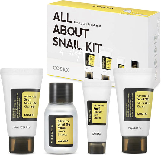 COSRX, Advanced Snail Kit (20mL+30mL+20g+5g) All About Skin Doha Skincare Qatar Beauty Cosmetics Available in Qatar Available in Qatar Store all about skin doha qatar skincare cosmetics beauty