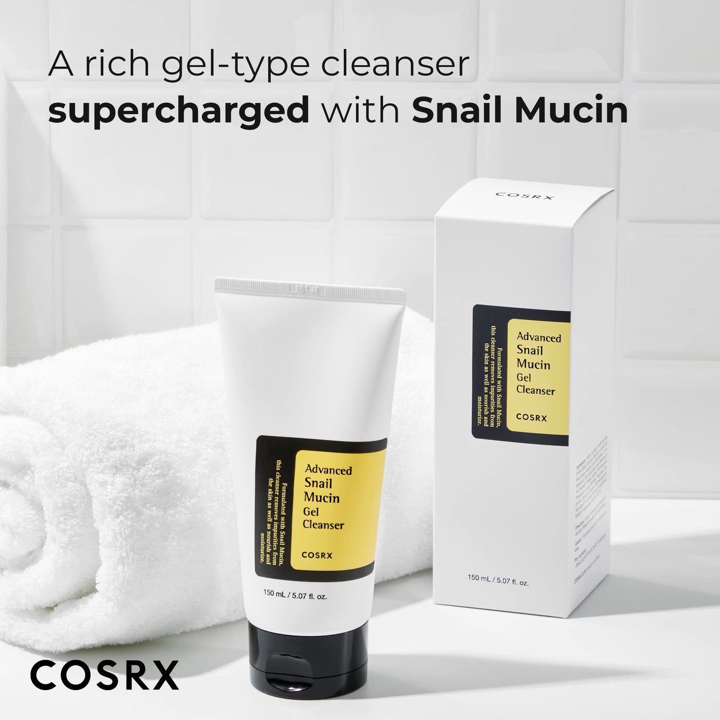 COSRX, Advanced Snail Mucin Gel Cleanser 150ml All About Skin Doha Skincare Qatar Beauty Cosmetics Available in Qatar Available in Qatar Store all about skin doha qatar skincare cosmetics beauty