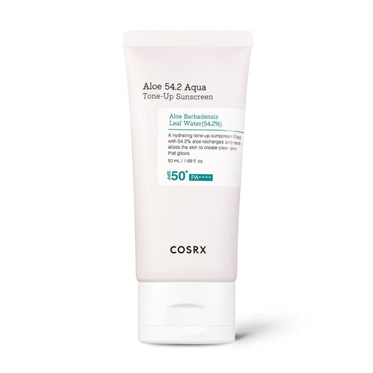 COSRX,  Aloe 54.2 Aqua Tone-up Sunscreen SPF 50+ PA++++ 50ml All About Skin Doha Skincare Qatar Beauty Cosmetics Available in Qatar25ml Available in Qatar Store all about skin doha qatar skincare cosmetics beauty