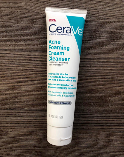 CeraVe, Acne Foaming Cleanser 4% Benzoyl Peroxide Acne Treatment 150ml All About Skin Doha Skincare Qatar Beauty Cosmetics Available in Qatar Available in Qatar Store all about skin doha qatar skincare cosmetics beauty