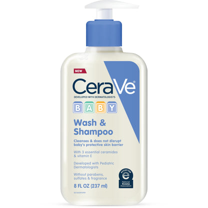 CeraVe, Baby Wash & Shampoo 237ml All About Skin Doha Skincare Qatar Beauty Cosmetics Available in Qatar Available in Qatar Store all about skin doha qatar skincare cosmetics beauty