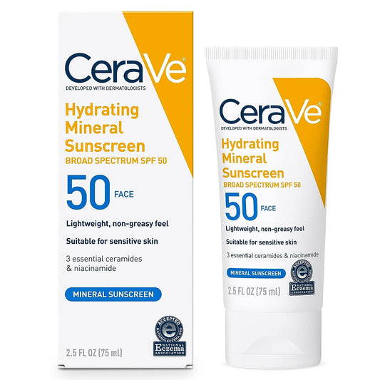 CeraVe, Hydrating Mineral Sunscreen SPF 50 Face Lotion 75ml All About Skin Doha Skincare Qatar Beauty Cosmetics Available in Qatar Available in Qatar Store all about skin doha qatar skincare cosmetics beauty