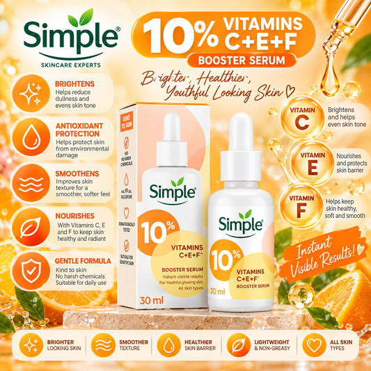 Simple, 10% Vitamins C + E + F Booster Serum 30ml