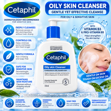 Cetaphil, Oily Skin Cleanser Combination to Oily Sensitive Skin 236ml