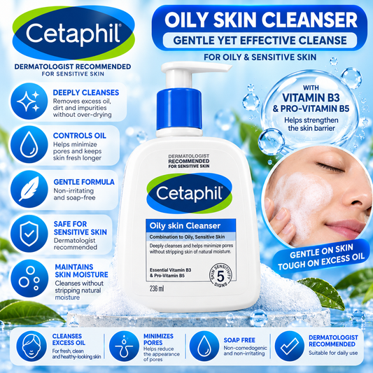 Cetaphil, Oily Skin Cleanser Combination to Oily Sensitive Skin 236ml