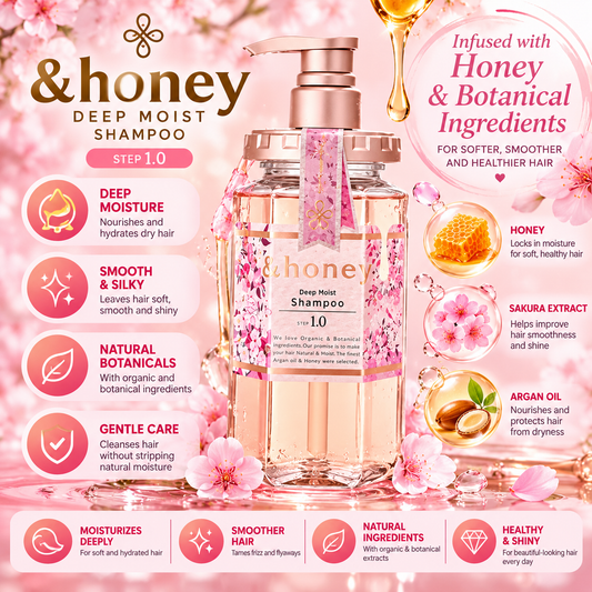 &Honey, Deep Moist Sakura Shampoo Step 1.0 440ml