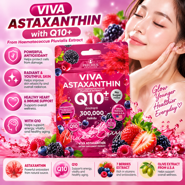 Precious Skin, VIVA Astaxanthin from Haematococcus Pluvialis Extract Q10+ Mixed Berry Flavor 30 Sachets (30pcs)