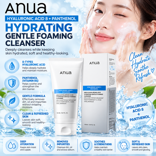 Anua, Hyaluronic Acid B+ Squalane Moisturizing Gentle Gel Cleanser 150ml