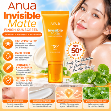 Anua, Invisible Matte Finish Sunscreen SPF 50 PA++++ 50ml