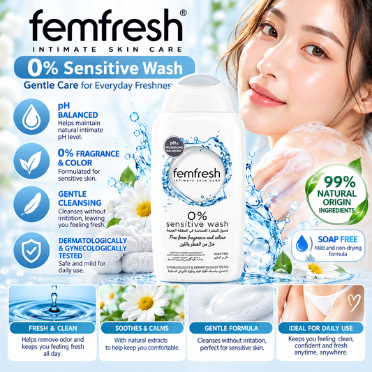 Femfresh, 0% Sensitive Wash Ph & Microbiome Balanced 250ml