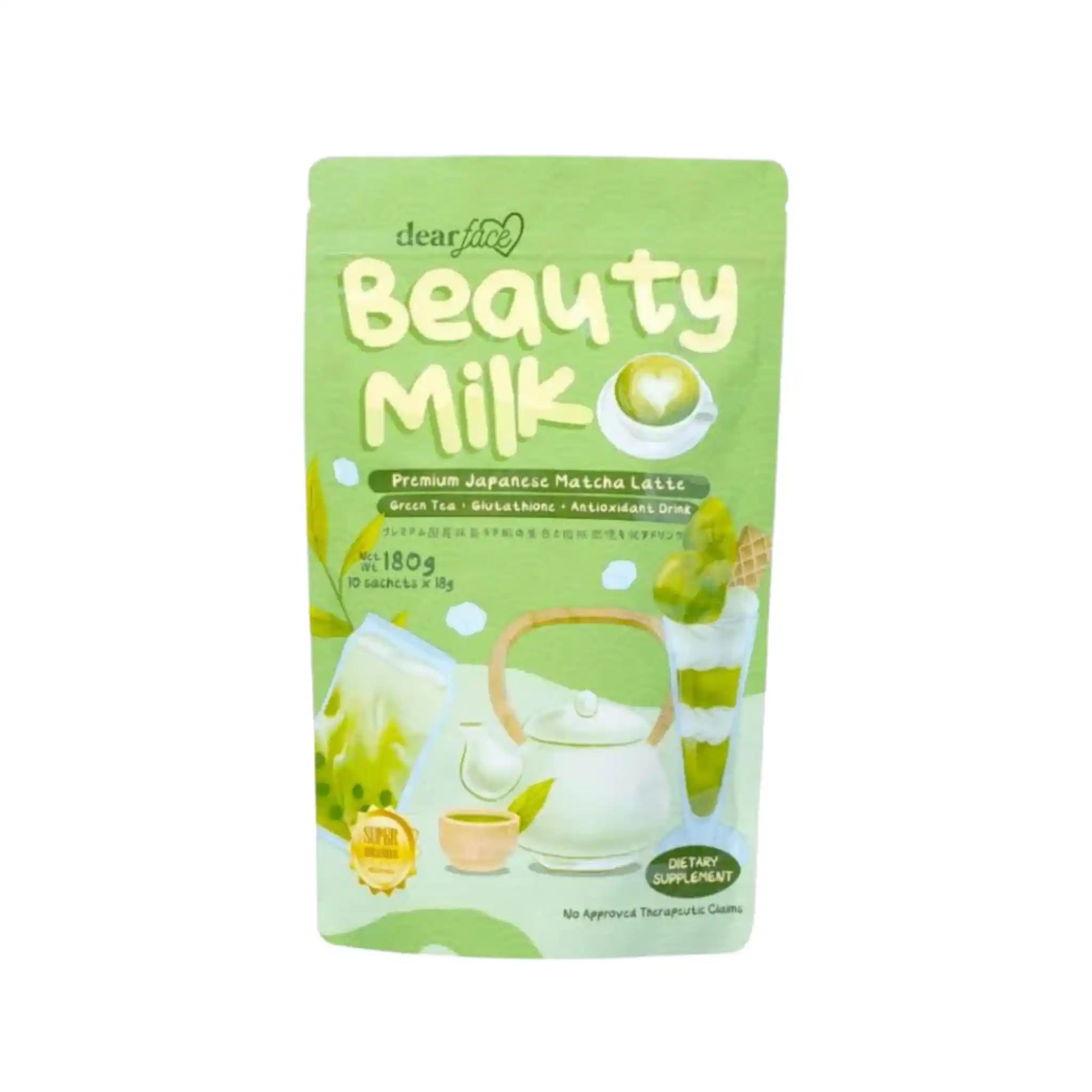 Dear Face | Beauty Milk Japanese Matcha Latte Antioxidant Drink 18g Dear Face | Beauty Milk Japanese Matcha Latte Antioxidant Drink 18g