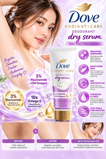 Dove, Radiant + Care Deodorant Dry Serum 3% Niacinamid + 10x Omega6 40 ml