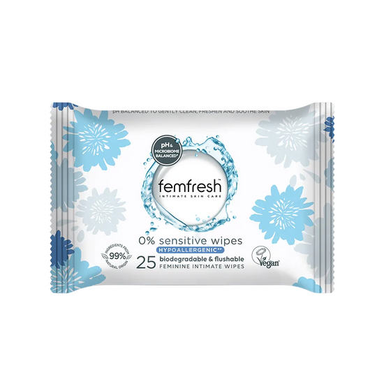 Femfresh, 0% Sensitive wipe Ph & Microbiome Balanced 25