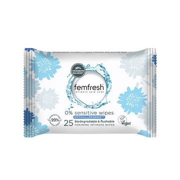 Femfresh, 0% Sensitive wipe Ph & Microbiome Balanced 25