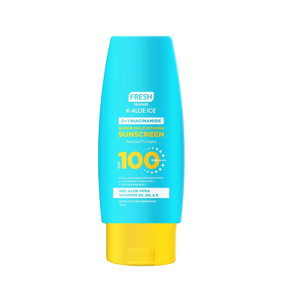Fresh Skinlab, K-Aloe Ice Super Multivitamin Sunscreen Spf 100 PA++++ 100ML, all about skin doha, skincare, qatar, beauty, cosmetics, trending, tiktok, snapchat, facebook, instagram, Perfume, reels, hightlights, followers, fyp
