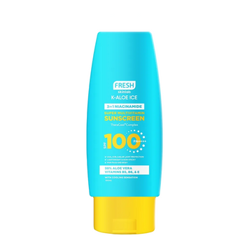 Fresh Skinlab, K-Aloe Ice Super Multivitamin Sunscreen Spf 100 PA++++ 100ML, all about skin doha, skincare, qatar, beauty, cosmetics, trending, tiktok, snapchat, facebook, instagram, Perfume, reels, hightlights, followers, fyp

