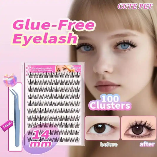 Buy Heart Lock, Glue Free False Eyelashes Three-Step Set (14mm) 100pcs Online in Qatar