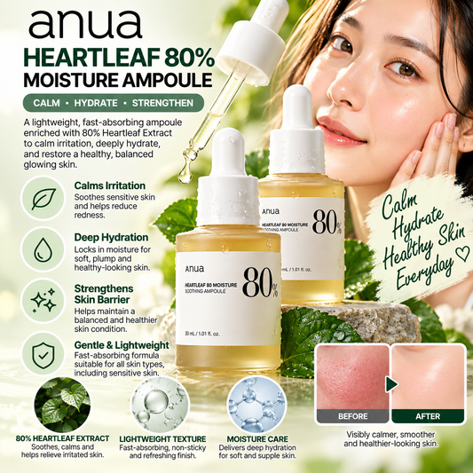 Anua, Heartleaf 80% Moisture Soothing Ampoule 30ml