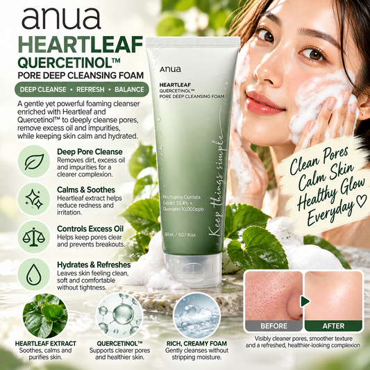 Anua, Heartleaf + BHA Quercetinol Pore Deep Cleansing Foam 150ml