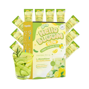 Buy Hello Bloom, Glow Lemon Cucumber Juice 18gx10 Sachets Online in Qatar